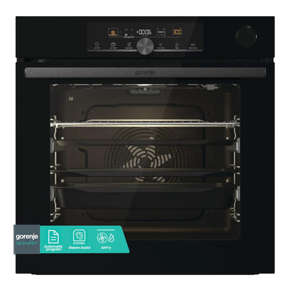 Einbau-Backofen 77L Schwarz mit Heißluft, Pyrolyse & Pizza-Modus 300°C