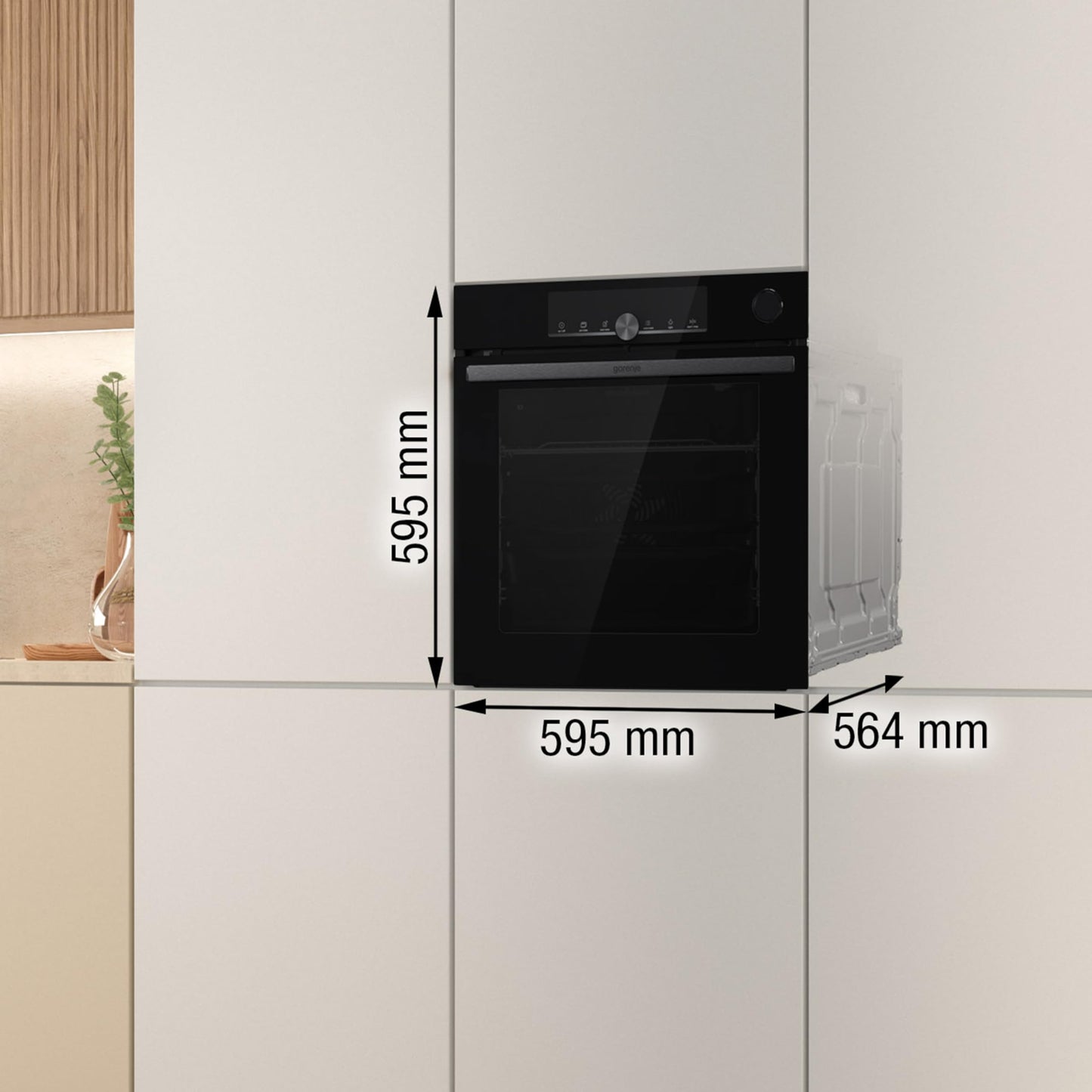 Einbau-Backofen 77L Schwarz mit Heißluft, Pyrolyse & Pizza-Modus 300°C